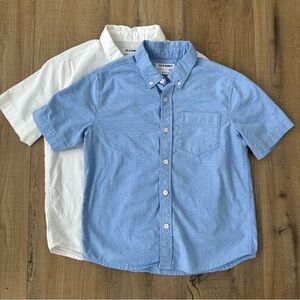 Old Navy Plain Button Down Short Sleeve Shirt Bundle Of Two For Boys- Size 8 EUC